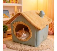 PETCUTE Lit pour Chat d'Intérieur, Niche Pliable pour Chat avec Fond Antidérapant et Résistant à l'eau,Lavable Maison pour Chats d'intérieur avec Coussin Amovible,L