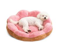 PETCUTE Lit pour Chat d'intérieur,Panier pour Chien et Chat en Peluche,en Forme de Fleur,Lit Rond Lavable pour Chiot et Chaton avec Fond Antidérapant,pour Petits et Grands Chiens,M