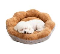 PETCUTE Lit pour Chat d'intérieur,Panier pour Chien et Chat en Peluche,en Forme de Fleur,Lit Rond Lavable pour Chiot et Chaton avec Fond Antidérapant,pour Petits et Grands Chiens,M
