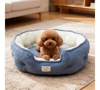 PETCUTE Lit pour Chat en Peluche,Panier pour Chien Lavable avec Fond Antidérapant,Canapé Doux Confort pour Animaux de Compagnie,Lit Donut pour Chiens et Chats,Bleu,2XL