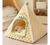 PETCUTE Lit pour Chat Grotte de Chat,Conique,Panier Chats Pliable avec Coussin Lavable et Fond Antidérapant,Douce et Chaude,Tente pour Chaton Adaptée aux Animaux Domestiques Moyens,Jaune,L