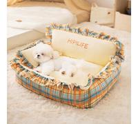 PETCUTE Lit pour Chiens de Taille Moyenne, Canapés pour Chiens avec Fond Antidérapant, Doux et Confortable,Coussin pour Chien,Lit pour Animaux avec Oreiller,Housse Amovible et Lavable,M