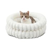 PETCUTE Lits Ronds pour Chats d'Intérieur, Lavables en Machine, Lit Apaisant pour Chiens avec Fond Antidérapant et Coussin Réversible,pour Chats, Petits Chiens et Chiots de Taille Moyenne,M