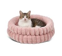PETCUTE Lits Ronds pour Chats d'Intérieur, Lavables en Machine, Lit Apaisant pour Chiens avec Fond Antidérapant et Coussin Réversible,pour Chats, Petits Chiens et Chiots de Taille Moyenne,S