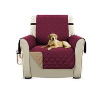 PETCUTE Luxe matelassé Chaise Housse canapé Protecteur canapé Housse pour Animaux de Compagnie Extra Doux Toutes Tailles Vin Rouge Chaise