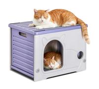 PETCUTE Maison de Chat en Plastique pour l'intérieur et l'extérieur,Résistante aux Intempéries,Maison pour Chats en Plastique,Imperméable,Abri pour Chat Sauvage,pour Toutes Les Saisons,Violet