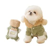 PETCUTE Manteau d'hiver pour Chien à Capuche,Veste Polaire Fourrée Coupe-Vent pour Chiens avec Trou pour Laisse, 4 Jambes,Vêtement pour Chiens Chat Teckel Chihuahua,Vert,M