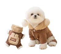PETCUTE Manteau d'hiver pour Chien à Capuche,Veste Polaire Fourrée Coupe-Vent pour Chiens avec Trou pour Laisse, 4 Jambes,Vêtement pour Chiens Chat Teckel Chihuahua,Marron,M