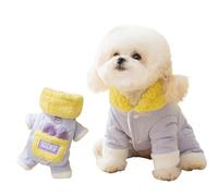 PETCUTE Manteau d'hiver pour Chien à Capuche,Veste Polaire Fourrée Coupe-Vent pour Chiens avec Trou pour Laisse, 4 Jambes,Vêtement pour Chiens Chat Teckel Chihuahua,Violet,S