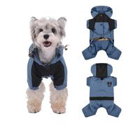 PETCUTE Manteau Imperméable à Capuche pour Chien,Veste Coupe-Vent Chien avec Anneau en D Durable,Manteau Chaud pour Chiens,Vêtements d'Extérieur pour Chiot,Bleu foncé,3XL