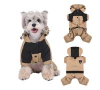 PETCUTE Manteau Imperméable à Capuche pour Chien,Veste Coupe-Vent Chien avec Anneau en D Durable,Manteau Chaud pour Chiens,Vêtements d'Extérieur pour Chiot,Kaki,XL