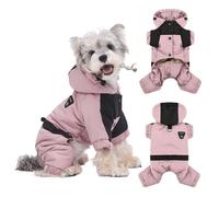PETCUTE Manteau Imperméable à Capuche pour Chien,Veste Coupe-Vent Chien avec Anneau en D Durable,Manteau Chaud pour Chiens,Vêtements d'Extérieur pour Chiot,Rose,2XL
