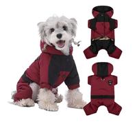 PETCUTE Manteau Imperméable à Capuche pour Chien,Veste Coupe-Vent Chien avec Anneau en D Durable,Manteau Chaud pour Chiens,Vêtements d'Extérieur pour Chiot,Rouge,3XL