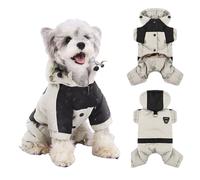 PETCUTE Manteau Imperméable à Capuche pour Chien,Veste Coupe-Vent Chien avec Anneau en D Durable,Manteau Chaud pour Chiens,Vêtements d'Extérieur pour Chiot,Beige,S