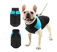 PETCUTE Manteau Imperméable pour Chien,Vêtements pour pour Animaux avec Anneaux en D Durable,Gilet Harnais Chiot,Manteau d'hiver pour Chien avec Fermeture éclair Lisse,Bleu,2XL
