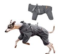 PETCUTE Manteau Pluie Chien, Imperméable avec Bande Réfléchissante, Manteaux Imperméables pour Chiens avec Fermeture à Boutons,pour Les Jours De Pluie (Gris foncé, 2XL)