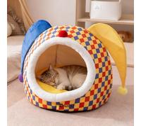 PETCUTE Mignon Grotte pour Chat,Panier pour Chats Interieur,Lit pour Animaux de Compagnie avec Coussin Lavable et Amovible,Niche pour Chats avec Fond Antidérapant,pour Petits et Moyens Animaux,L
