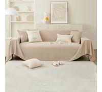 PETCUTE Multifonction Jeté de Canapé Grande Taille,Housse de Canapé 2 Places,Réversible Couvre Canapé Jete de Canape Polyvalente,Grande Couverture pour lit Double,Thé au Lait,180 * 180cm