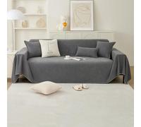 PETCUTE Multifonction Jeté de Canapé Grande Taille,Housse de Canapé 2 Places,Réversible Couvre Canapé Jete de Canape Polyvalente,Grande Couverture pour lit Double,Gris foncé,180 * 260cm