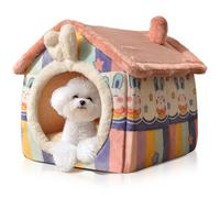 PETCUTE Niche Animaux de Compagnie Interieur,Lavable Lit De Grotte pour Chat,Panier Doux Chaud pour Chat Chien avec Fond Antidérapant,Maison Pliable pour Animal de Compagnie avec Lavable Oreiller