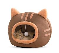 PETCUTE Niche pour Chat Intérieur Lavable, Semi-Fermée avec Coussin Amovible, Fond Antidérapant, Chaude et Confortable Maison pour Animal de Compagnie
