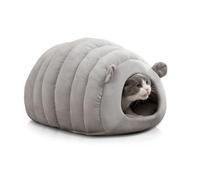 PETCUTE Niche pour Chat Lavable avec Coussin Amovible, Panier Chaud et Confortable pour Chats et Chiens, Igloo Tente Intérieur Extérieur