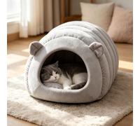 PETCUTE Niche pour Chat Lavable avec Coussin Amovible, Panier Chaud et Confortable pour Chats et Chiens, Igloo Tente Intérieur Extérieur