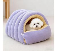PETCUTE Niche pour Chien 2 en 1,Lit pour Chat d'intérieur,Niche Confortable pour Chien en Forme De Nid,Semi-fermé,Lit Igloo Amovible Lavable pour Chiens et Chats avec Bouton-Pression,Violet,L