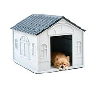 PETCUTE Niche pour Chien Exterieur,Ventilé,Maison pour Chiens en Plastique avec Toit Étanche,Abri pour Chien,pour Utilisation Intérieure et Extérieure,Ultra Facile à Assembler,Gris,M