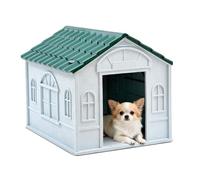 PETCUTE Niche pour Chien Exterieur,Ventilé,Maison pour Chiens en Plastique avec Toit Étanche,Abri pour Chien,pour Utilisation Intérieure et Extérieure,Ultra Facile à Assembler,Vert,L