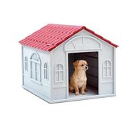 PETCUTE Niche pour Chien Exterieur,Ventilé,Maison pour Chiens en Plastique avec Toit Étanche,Abri pour Chien,pour Utilisation Intérieure et Extérieure,Ultra Facile à Assembler,Rouge,M