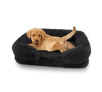 PETCUTE Panier Chien Grande Taille d'hiver en Peluche Ultra Doux - Lit Chien Orthopédique, Housse Amovible et Lavable avec Base Anti-Dérapante XXL-Noir