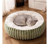 PETCUTE Panier pour Chat Moelleux Rond,Lit Doux et Confortable pour Animaux de Compagnie,Coussin Chien Lavable avec Fond Antidérapant,Coussin Amovible,pour Chien Petit Moyen Taille,Vert,M