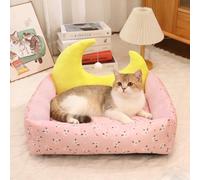 PETCUTE Panier pour Chien,Doux et Confortable,Lits pour Chats Lavables avec Coussin Amovible et Réversible,Lits Apaisants pour Chiens avec Fond Antidérapant,Canapé Lit Anti-anxiété pour Chien,Rose,S