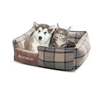 PETCUTE Panier pour Chien Moyen Grande Taille,Orthopedique Lit pour Chien avec Couvercle Amovible,Confortable et Apaisant,Lavable Antidérapant Panier pour Chiens et Chats,Gris,S