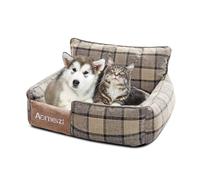 PETCUTE Panier pour Chien Moyen Grande Taille,Orthopedique Lit pour Chien avec Couvercle Amovible,Confortable et Apaisant,Lavable Antidérapant Panier pour Chiens et Chats,Gris,M