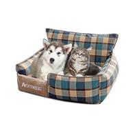 PETCUTE Panier pour Chien Moyen Grande Taille,Orthopedique Lit pour Chien avec Couvercle Amovible,Confortable et Apaisant,Lavable Antidérapant Panier pour Chiens et Chats,Bleu,S