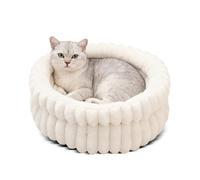 PETCUTE Panier pour Chien,Super Douce Lit pour Chat de Taille Petite, Coussin Chien Lavable avec Fond Antidérapant,Rembourrage Doux,Lit Rond pour Chiot et Chaton,Blanc,S