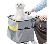 PETCUTE Panier Velo pour Chien Avant Amovible,Sac de Transport pour Chat Polyvalent Respirante avec Poches de Rangement, Panier Chien Voiture pour Petits Chats Chiens,Installation Facile (Max 7.5kg)