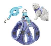 PETCUTE Reglable Harnais pour Chat avec Laisse,Harnais et Laisses pour Chats Respirante avec Bandes Réfléchissantes, Anneau en D,Facile à Contrôler,Gilet de Sécurité Souple pour Chat