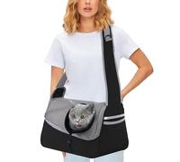 PETCUTE Sac à Bandoulière de Transport pour Chien,Sac de Voyage Porte Chien pour Animaux de Compagnie avec Sangle de Sécurité Interne et Poches de Rangement,Réglable Sac de Transport pour Chien