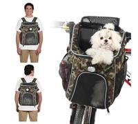 PETCUTE Sac à Dos Chat Chien,Multifonction Panier de Vélo pour Chien avec Lumière Amovible,Réfléchissant Sac de Transport pour Chiens avec Poches Latérales,pour Voyage Camping
