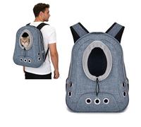 PETCUTE Sac à Dos Chat Chien,Respirant et Pliable,Sac Transport Chien avec Tapis Amovible,pour Petits Chats et Chiens Chiot,Sacs à Dos de Transport Chat avec Sangle de Sécurité Intérieure,Bleu,M