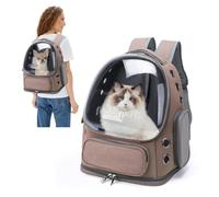 PETCUTE Sac à Dos Chat Chien, Sac Transport Chat Chien Respirant pour Petits Chats et Chiens Chiot, Sac à Dos à Bulle pour Animal Domestique avec Tapis Amovible,Sangle de Sécurité Interne,pour Voyage