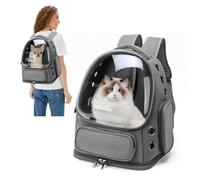 PETCUTE Sac à Dos Chat Chien, Sac Transport Chat Chien Respirant pour Petits Chats et Chiens Chiot, Sac à Dos à Bulle pour Animal Domestique avec Tapis Amovible,Sangle de Sécurité Interne,pour Voyage