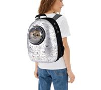 PETCUTE Sac à Dos de Transport pour Chat, Respirant et Imperméable Bulle Sac à Dos pour Animal de Compagnie,Sac à Dos Chat Chien avec Sac de Rangement pour Bouteille d'eau,Bandoulière Réglable