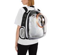 PETCUTE Sac à Dos de Transport pour Chat,Transparent Respirant Sac à Dos à Bulle pour Animal Domestique avec Tapis Amovible,Sac à Dos Chat Chien pour Voyage, Randonnée, Marche, Camping,Noir