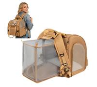 PETCUTE Sac à Dos pour Chats Extensible, Sac à Dos en Maille Respirante pour Animaux de Compagnie avec Matelas en Peluche Amovible,pour Petits et Grands Chiens et Chats, pour la randonnée,Marron