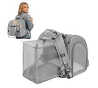 PETCUTE Sac à Dos pour Chats Extensible, Sac à Dos en Maille Respirante pour Animaux de Compagnie avec Matelas en Peluche Amovible,pour Petits et Grands Chiens et Chats, pour la randonnée,Gris
