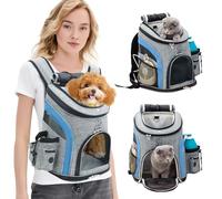 PETCUTE Sac à Dos pour Chien et Chat,Respirant Sac de Transport pour Animal de Compagnie,Ceinture de Sécurité Interne,Sac de Voyage Réglable pour Sac à Dos pour Chiot,pour Camping,32 × 25 × 39 cm